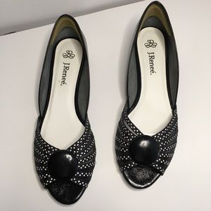 Black & White polka-dot peek-a-boo J. Renee flats.